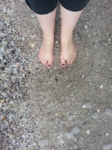 toes in! paddling at Eastern Beach, Auckland